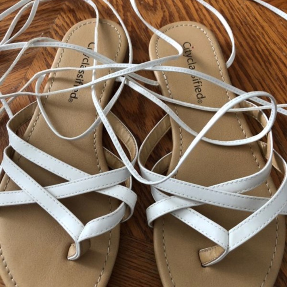 City Classified White Lace Up Sandals